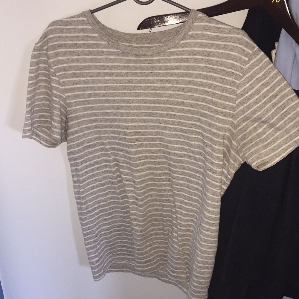 JCrew Grey and White Striped Tee